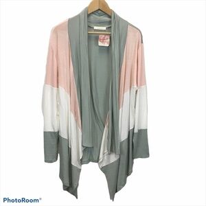 Entro Asymmetrical Draped Color Block Cardigan